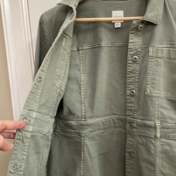 J.JILL DENIM light army green long button down jacket.  S - Picture 6 of 9